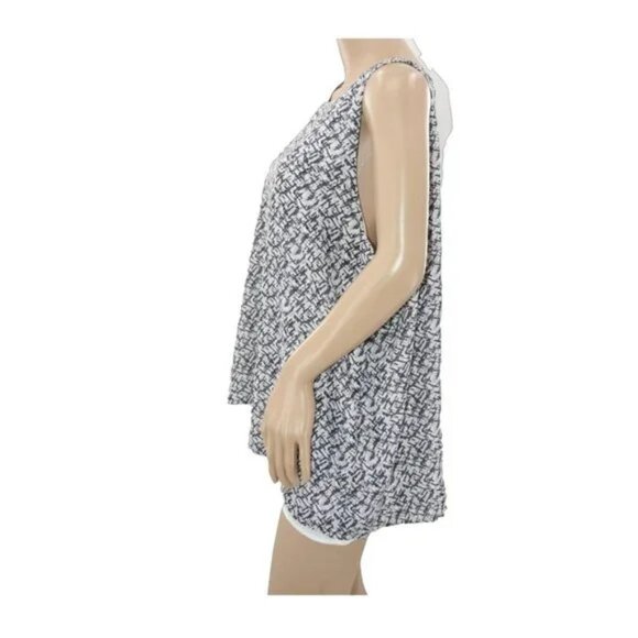 Kenar Layered Flowy Pewter Gray-Black White Dress Tank Top Sleeveless Blouse XL - Picture 3 of 7